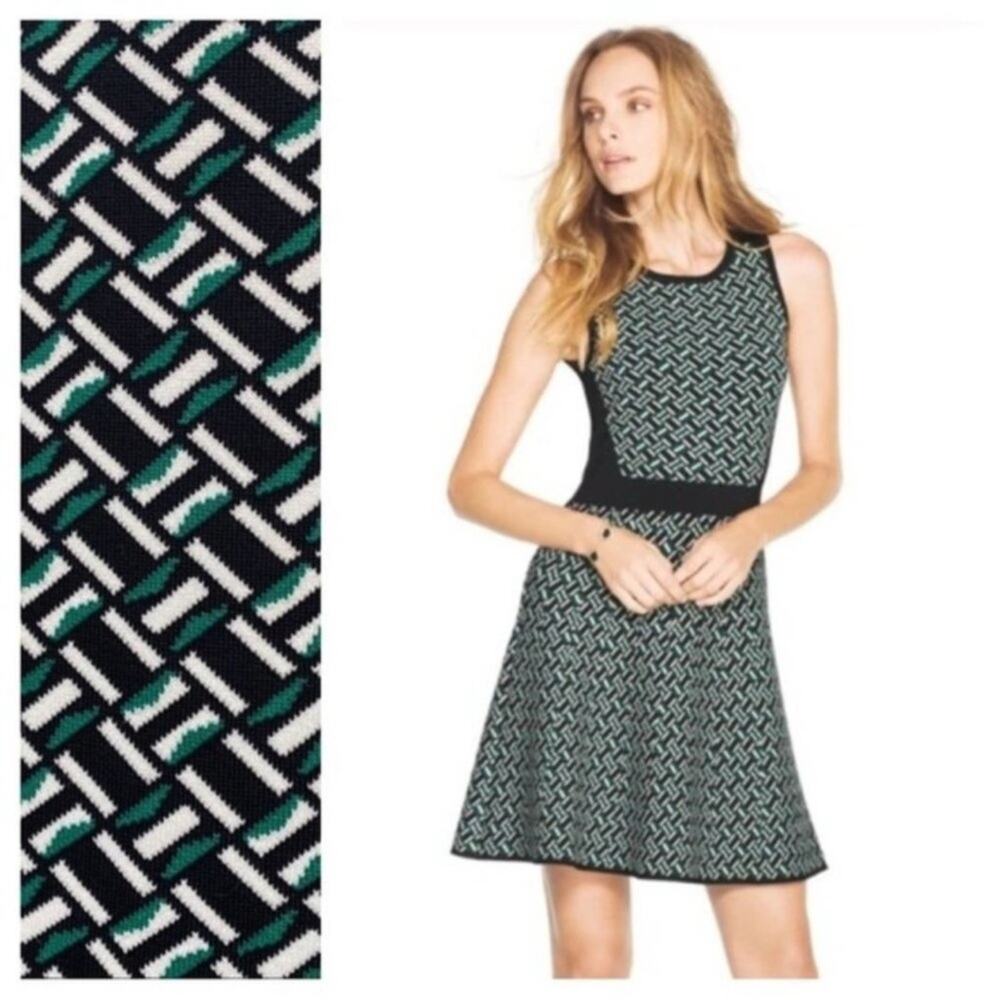 WHBM Womens S Fit & Flare Jacquard Sweater Dress